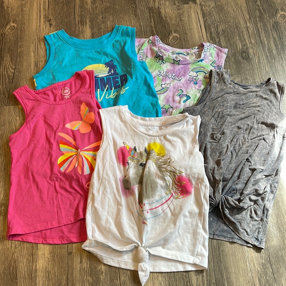 BUNDLE OF 5 GIRLS TANK TOPS. SIZE 4/5